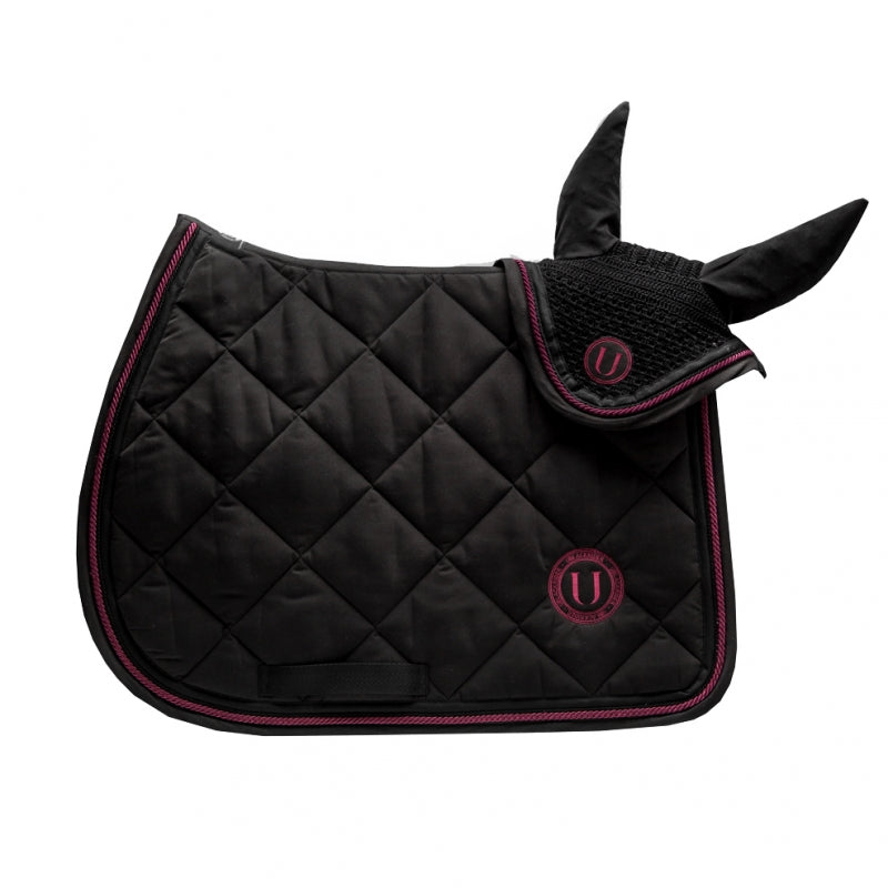 U Black Back to Black Jumping Saddle Pad Set Burgundy