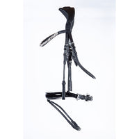 The Centre Line Oxford Anatomical Rolled Snaffle Bridle - Black & White