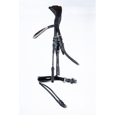 The Centre Line Oxford Anatomical Rolled Snaffle Bridle - Black & White